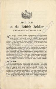 Leaflet entitled "Greatness in the British Soldier
