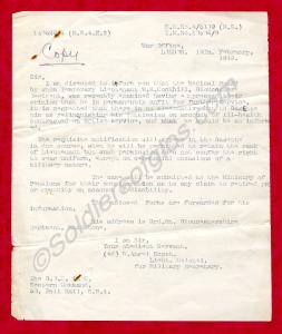 Letter relating to the discharge on medical ground