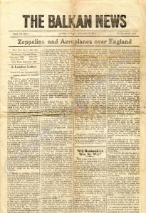 Copy of The Balkan News 27th September 1917.  Seco