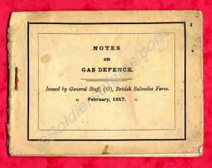 "Notes on Gas Defence"  Second Lieutenant William