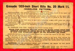 Instructions for use of rifle grenade. Second Lieu