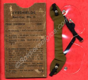 Cardboard wallet containing a pair of anti-gas eye