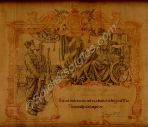 Honourable discharge scroll. 1287 Private William