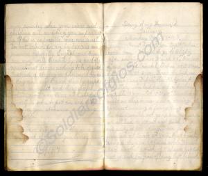 Notebook containing an account of a soldier's retu