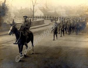 Route march. Colonel G.C. Roberts leading 14th Bat