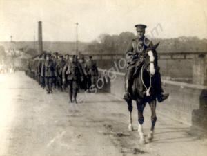 Route march. Colonel G.C. Roberts leading 14th Bat