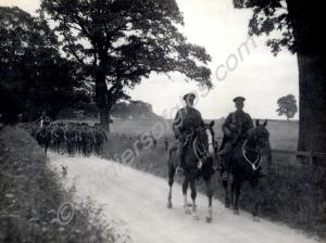 Route march. Colonel G.C. Roberts leading 14th Bat