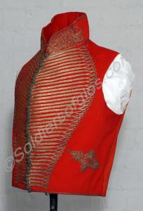 Scarlet waistcoat, richly embroidered with gold la