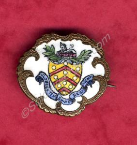 Sweetheart brooch, enamelled with Gloucestershire