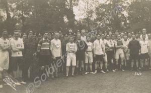 Line-up for a cross-country race. Postcard sent to