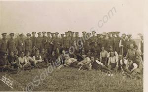 Trench digging party. Postcard sent to his mother