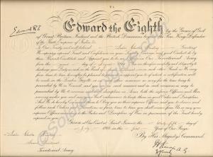 Commission document to 2nd Lieutenant Leslie Charl