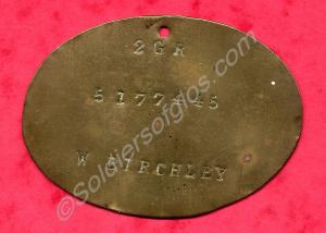 Bronze name plate for 5177445 W Birchley,2nd Batta