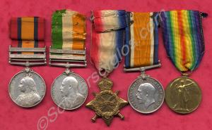Group of five medals; Queen's South Africa Medal w