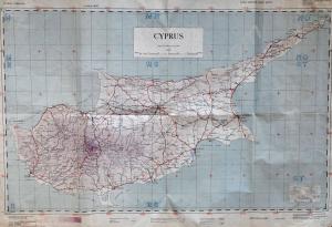 Map of Cyprus 1952. Scale 4 miles to 1 inch.
