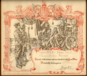 Framed discharge certificate for 240053 Lance-Corp