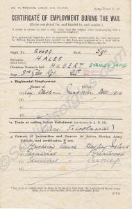 Certificate of Employment during the War for 26609