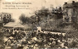 Postcard of Lord Roberts unveiling the Boer War Me