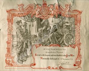 Discharge certificate for 22732 Pte. William Pain,