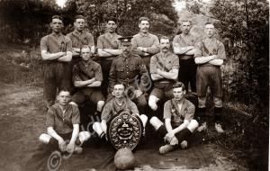 Football team with shield. 4923 Company Sergeant M