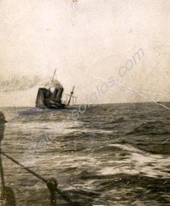 Photograph of the sinking of the troopship Cameron