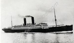 Photograph of the troopship Cameronia. Torpedoed o