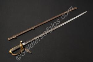 Infantry Officer's sword with brass hilt and Queen