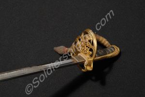 Infantry Officer's sword with brass hilt and Queen