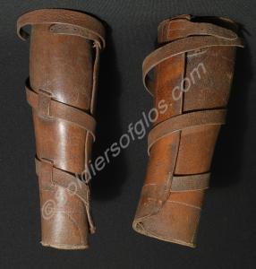 One pair of officer's brown leather strapped leggi