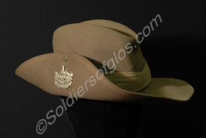 Slouch hat with regimental badge on puggaree. 10th