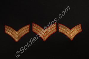 Sergeant's chevrons, gold on red. Full dress until