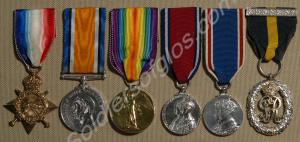 Group of six medals; 1914-1915 Star, British War M