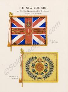 Coloured print of the colours presented to 1st Bat