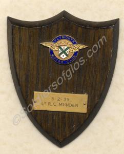 Plaque from Plymouth Motor Club. Belonged to Lieut