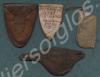 Leather pouches: one brown semi-circular pouch wit
