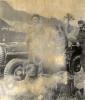 Three soldiers with jeep in Korea. Terry Barker on