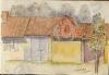 A Farmhouse. Tangry 1918. Work by Major Tom Barnar